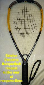 Ektelon Vendetta Triple Threat Racquetball Racquet like new ,SS grip,ready to play on 1 in inventory..hard to find this model like New condition. 